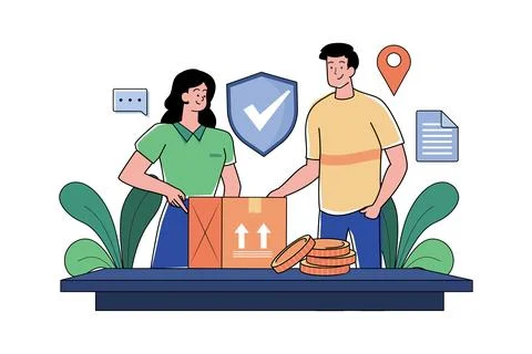Parcel Security Illustration concept on white background イラスト素材