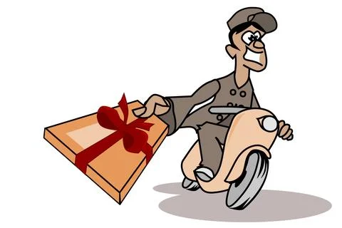 Parcel service with gift Stock Illustration
