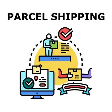 Parcel shipping and delivery logistic operation process Stock Illustration