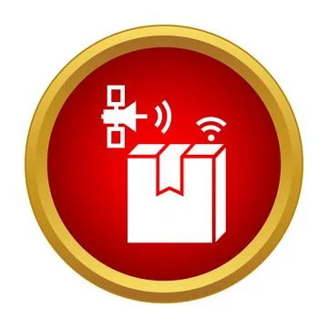 Parcel shipping global tracking satellite delivery icon Illustrazione stock