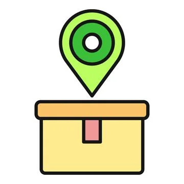 Parcel shipping location tracking delivery pin box icon Stockillustratie