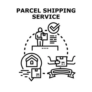 Parcel shipping service delivering logistics and delivery process concept Stock Illustration