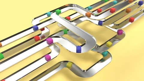 Parcel sort line Product distribution logistics center AI intro able to loop Stock Footage 167291319