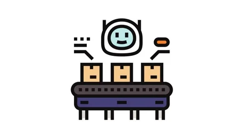 Parcel sorting autonomous delivery color icon animation Stock Footage 326105537