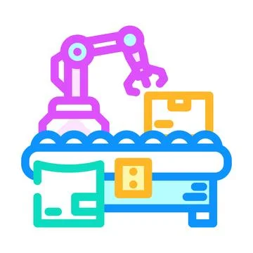 Parcel sorting autonomous delivery color icon vector illustration Stock Illustration