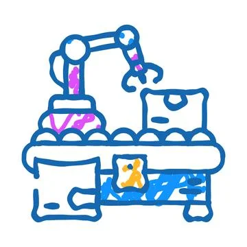 Parcel sorting autonomous delivery icon doodle illustration Stock Illustration