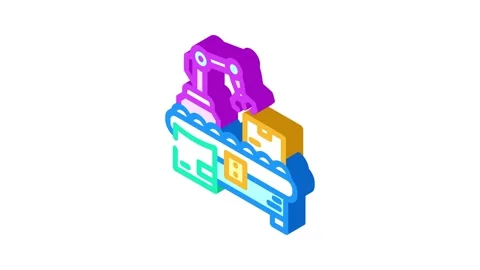 Parcel sorting autonomous delivery isometric icon animation Stock Footage 327289962