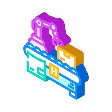 Parcel sorting autonomous delivery isometric icon vector illustration Stock Illustration