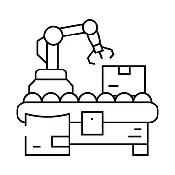 Parcel sorting autonomous delivery line icon vector illustration Stock Illustration