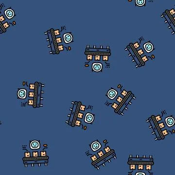 Parcel sorting autonomous delivery vector seamless pattern Stock Illustration