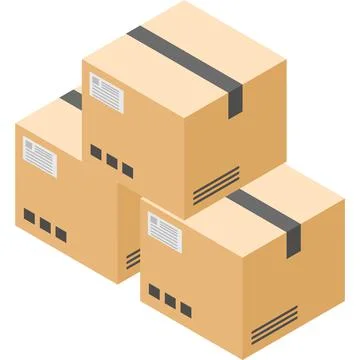 Parcel stack 3d icon cardboard box pile vector Stock Illustration