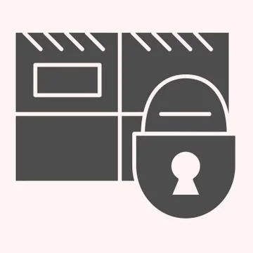Parcel storage glyph icon. Package with padlock, postage safety. Postal service Illustrazione stock