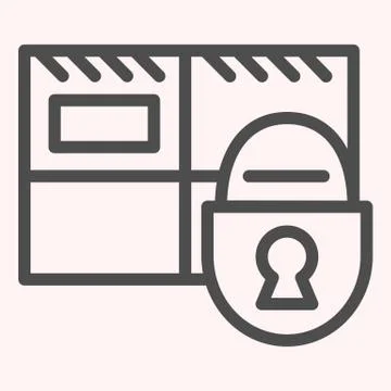 Parcel storage line icon. Package with padlock, postage safety. Postal service Stock Illustration