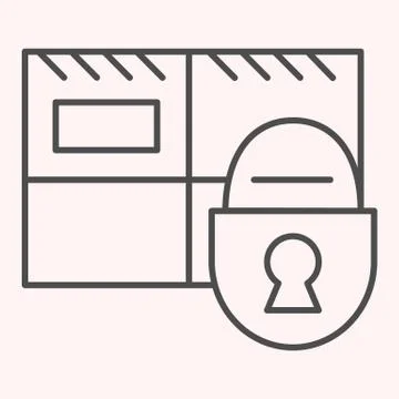 Parcel storage thin line icon. Package with padlock, postage safety. Postal イラスト素材