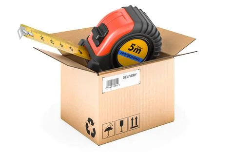 Parcel with tape measure, 3D rendering Stock Illustration