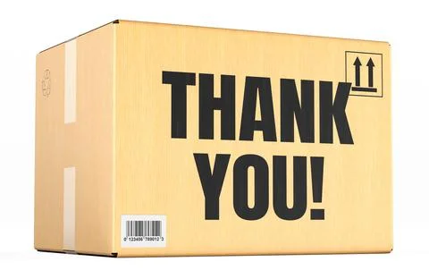 Parcel with Thank You text, 3D rendering Illustration