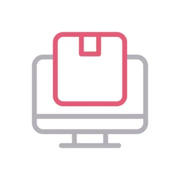 Parcel thin line colour icon Stock Illustration