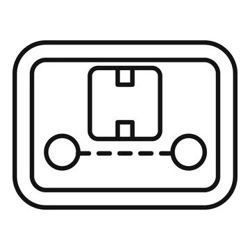 Parcel tracking app showing box moving along route on smartphone screen Stock Illustration