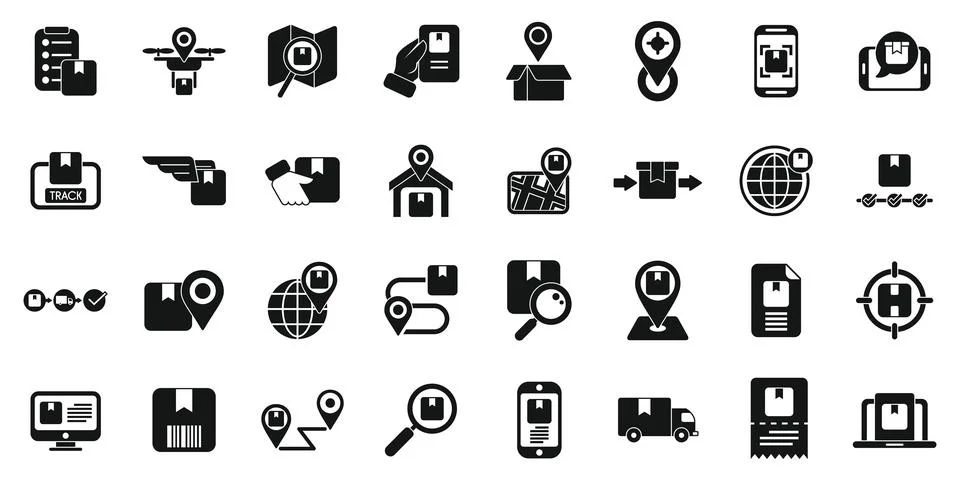 Parcel tracking icons set simple vector. Ship logistic Stock Illustration