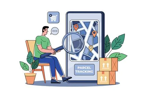 Parcel Tracking Illustration concept on white background イラスト素材