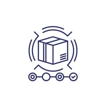 Parcel tracking, order delivery line icon Illustrazione stock