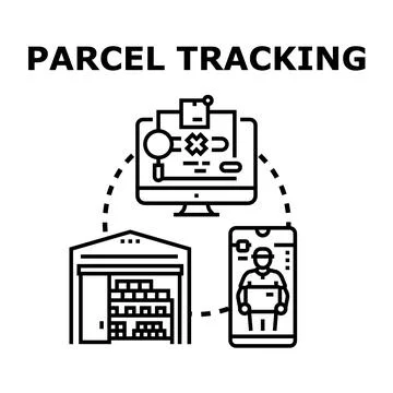 Parcel tracking system for delivery and logistic Stock Illustration