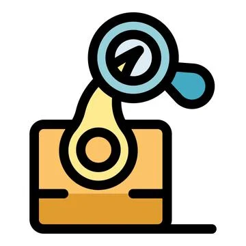 Parcel tracking system locating package with magnifying glass Illustrazione stock