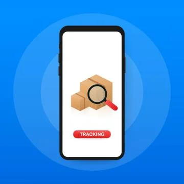 Parcel tracking website on smartphone screen. Online package tracking. Modern Stock Illustration
