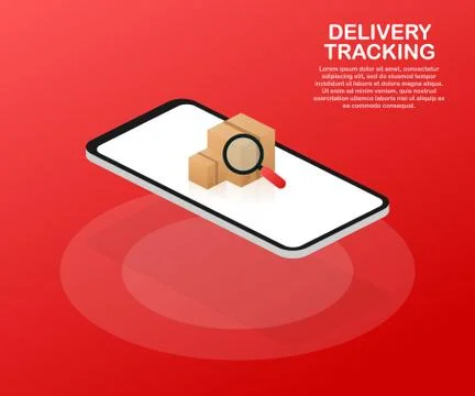 Parcel tracking website on smartphone screen. Online package tracking. Modern 스톡 일러스트
