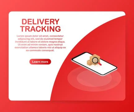Parcel tracking website on smartphone screen. Online package tracking. Modern Illustrazione stock