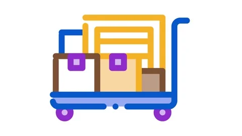 Parcel trolley Icon Animation Stock Footage 145287478