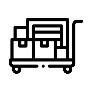 Parcel trolley icon vector outline illustration Stock Illustration