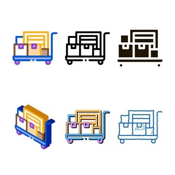 Parcel trolley types icon vector outline イラスト素材