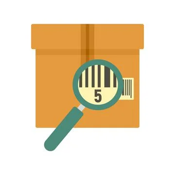 Parcel under magnifier icon flat isolated Illustrazione stock