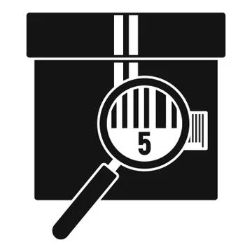 Parcel under magnifier icon, simple style Illustrazione stock