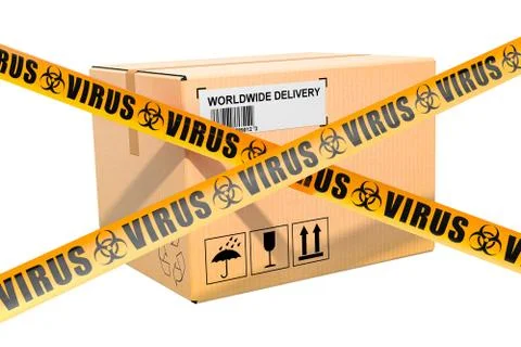 Parcel with viruses concept, 3D rendering イラスト素材