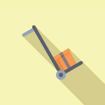 Parcel on warehouse cart icon flat vector. Order delivery Stock Illustration