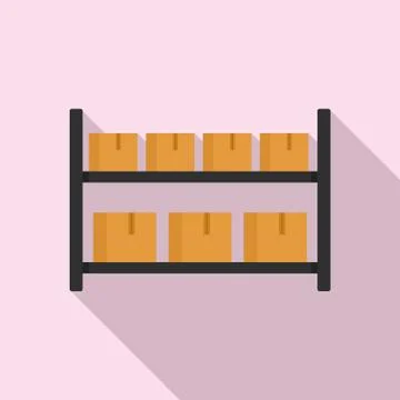 Parcel warehouse rack icon, flat style Stock Illustration