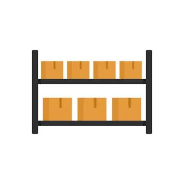 Parcel warehouse rack icon flat isolated Illustration