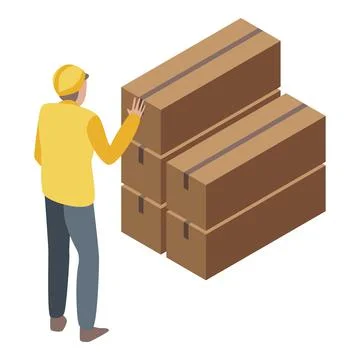 Parcel warehouse stack icon, isometric style Stock Illustration