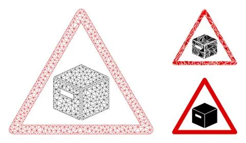 Parcel Warning Vector Mesh Network Model and Triangle Mosaic Icon Stock Illustration