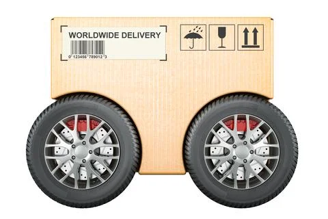 Parcel with wheels, 3D rendering Stock Illustration