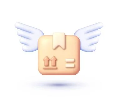 Parcel wings 3d, great design for any purposes. Courier service delivery Illustrazione stock