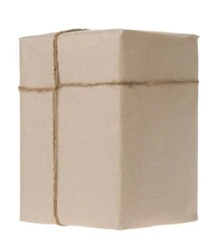 Parcel wrapped isolated on white background Stock Photos