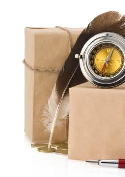 Parcel wrapped packaged box Stock Photos