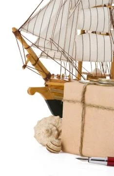 Parcel wrapped packaged box Stock Photos