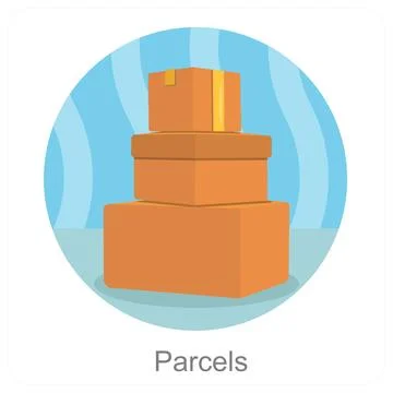 Parcels and package icon concept Illustrazione stock