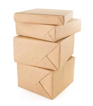 Parcels boxes on white 写真素材