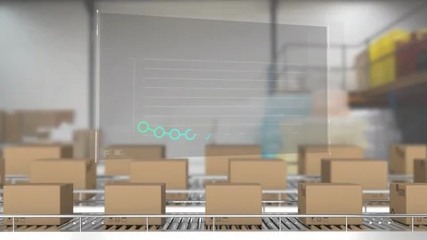 Parcels on conveyor belts with data processing Stock Footage 117188600