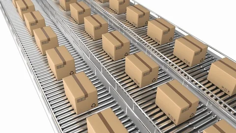 Parcels on conveyor belts Stock Footage 117188949